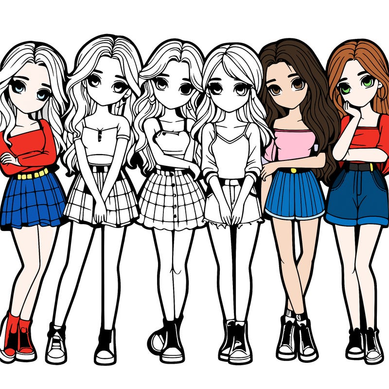 a group of girls realistic