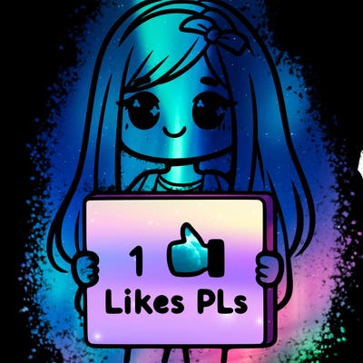 girl holding a sign saying 10 likes pls