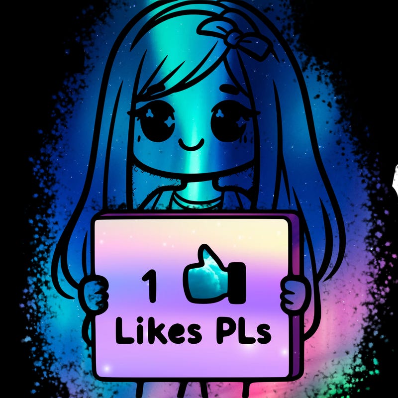 girl holding a sign saying 10 likes pls