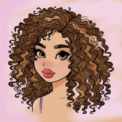 girl with curly hair realistic