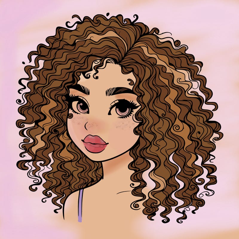 girl with curly hair realistic
