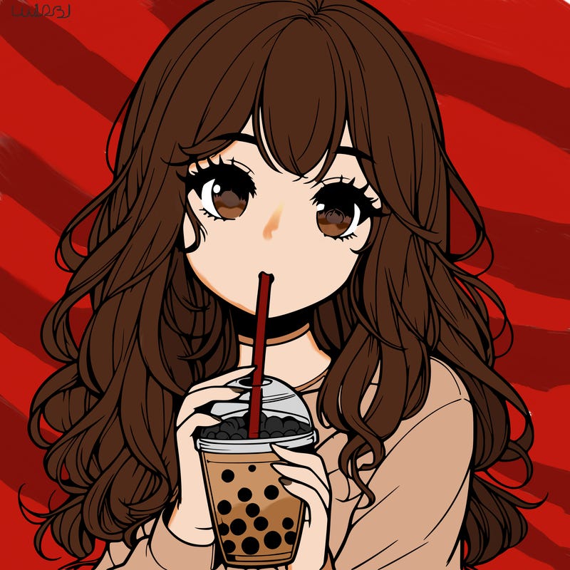 realistic girl drink a boba