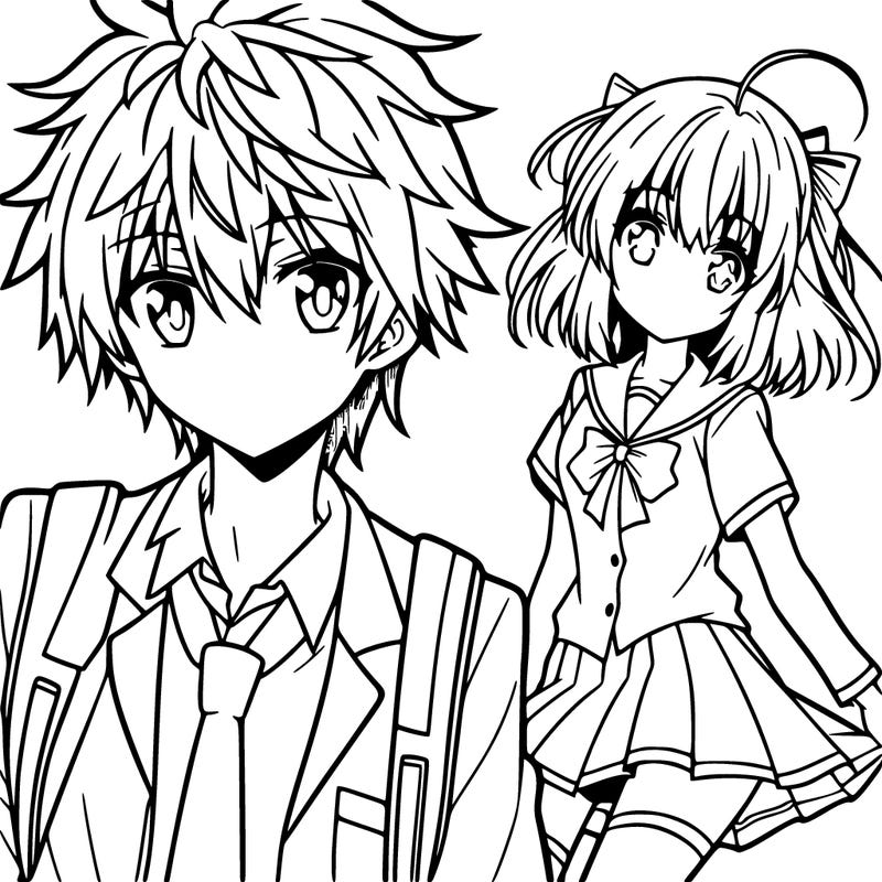 an anime boy with an anime girl