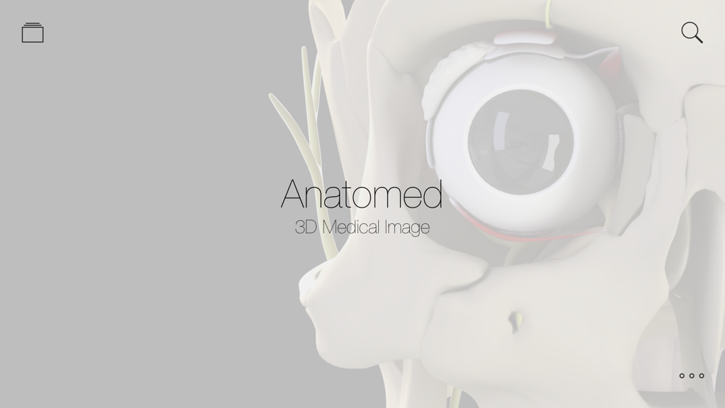 Anatomed - 3D Medical Image - Anatomed app interface displaying a high-resolution 3D anatomical model of a human eye