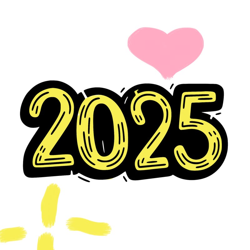 one line scrawled numbers sketch design “2025”