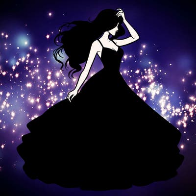 realistic woman with dress flowing in the wind