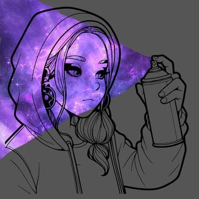 a realistic girl, spray painting