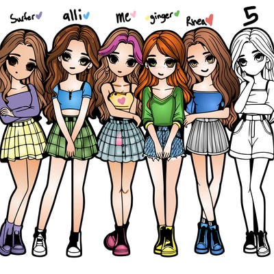 a group of girls realistic