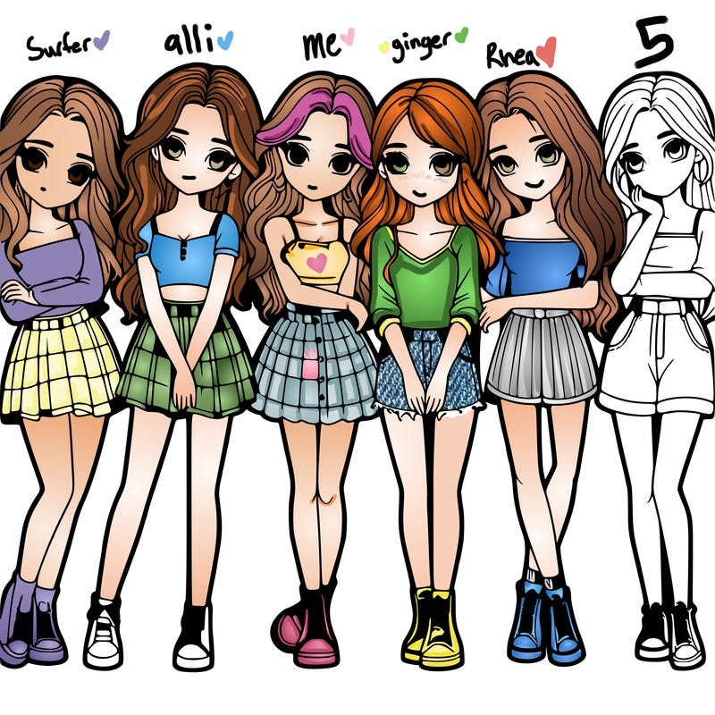 a group of girls realistic