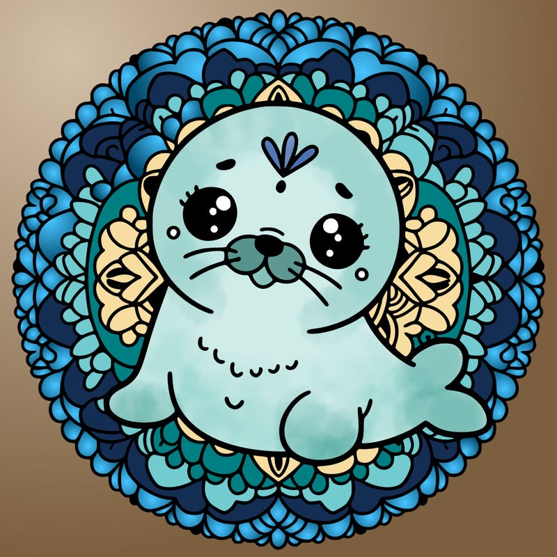 a cute baby seal mandala