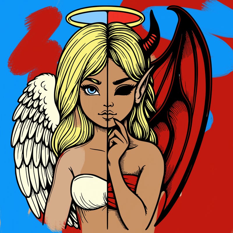 realistic angel half demon