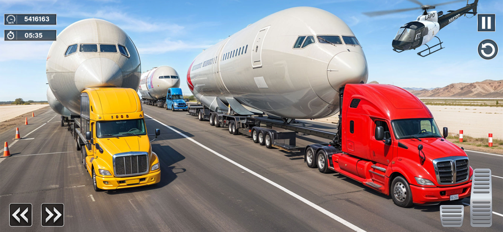 Cargo Plane Truck Transport - Camiones de gran tonelaje transportando grandes fuselajes de aviones en una ancha autopista