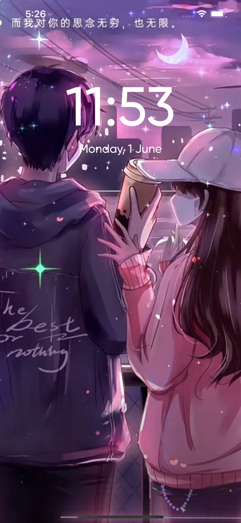 Ästhetisches Anime-Paar-Hintergrundbild für den iPhone-Sperrbildschirm