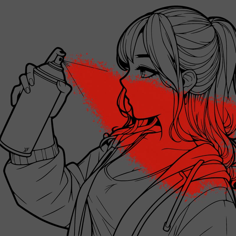a realistic girl spray, painting
