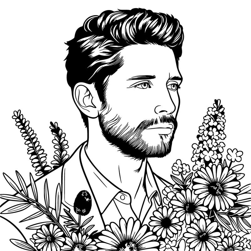 man with flowers realistic