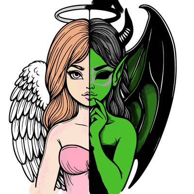 realistic angel half demon