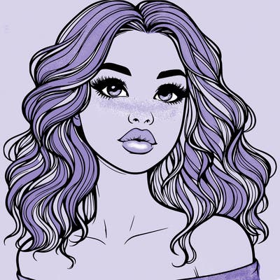 realistic girl with wavy hair and lips