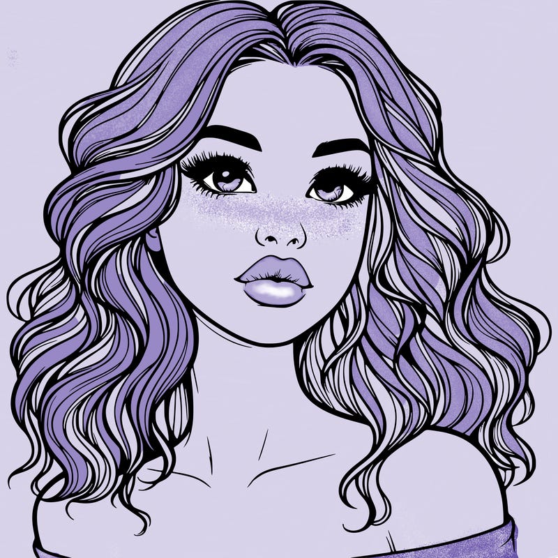realistic girl with wavy hair and lips