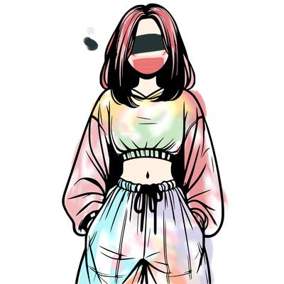 realistic girl faceless with baggy pants and a crop top