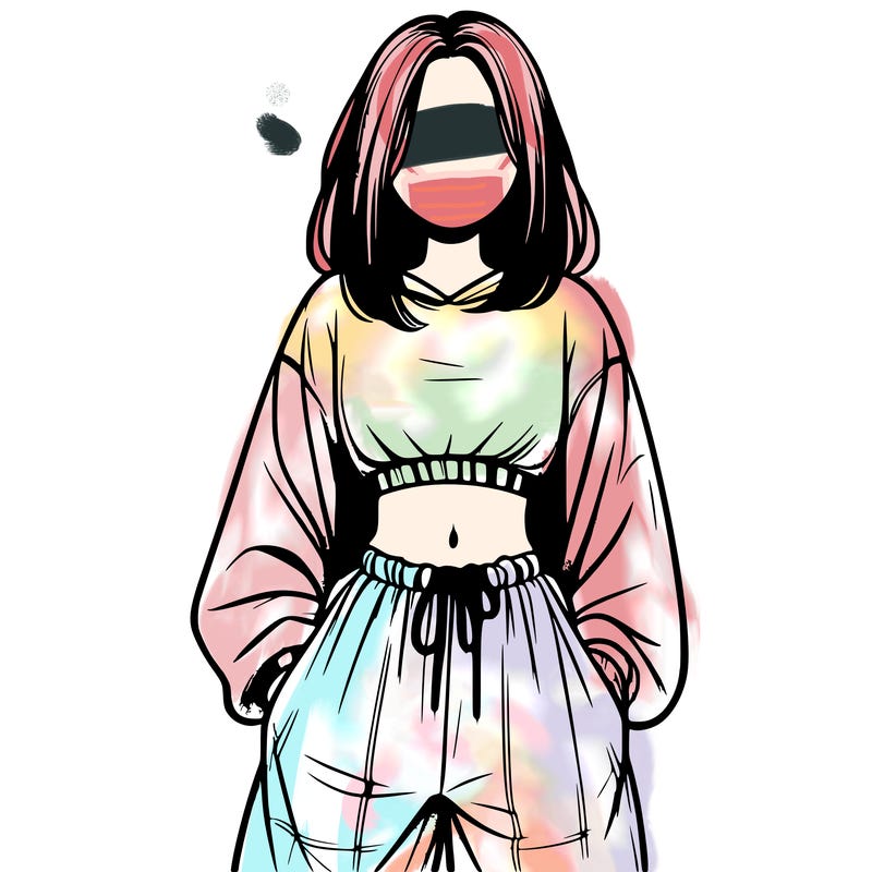 realistic girl faceless with baggy pants and a crop top
