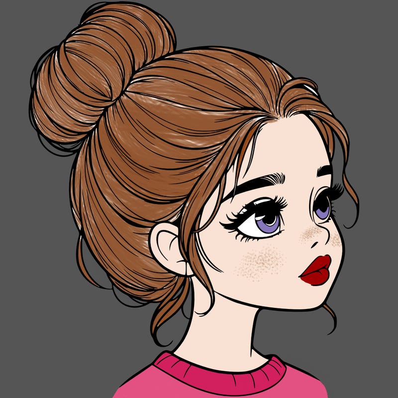 realistic girl with bun