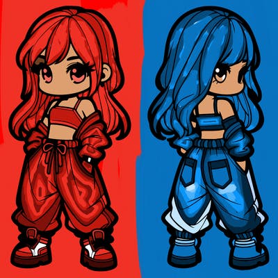 girl in crop top and baggy pants