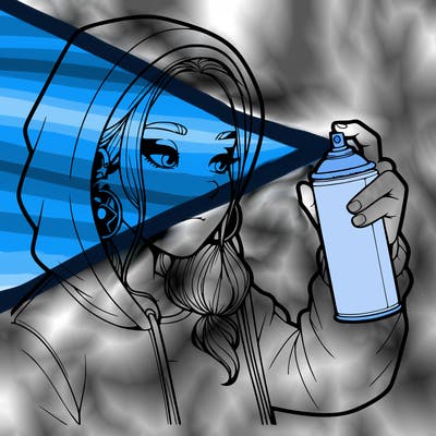a realistic girl, spray painting