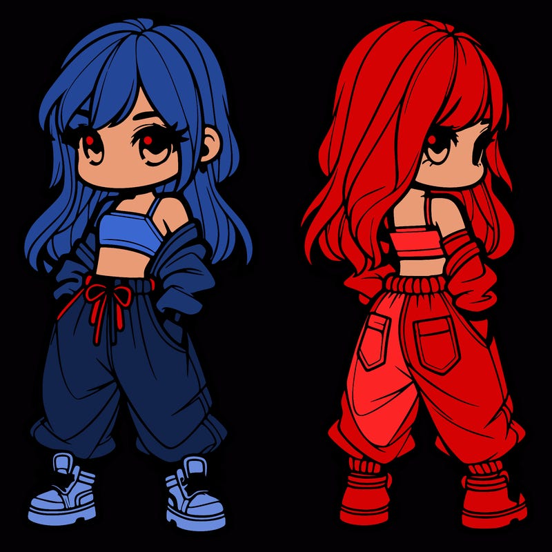 girl in crop top and baggy pants