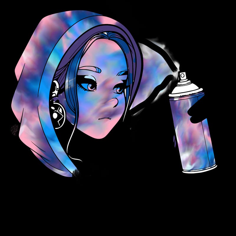 a realistic girl, spray painting