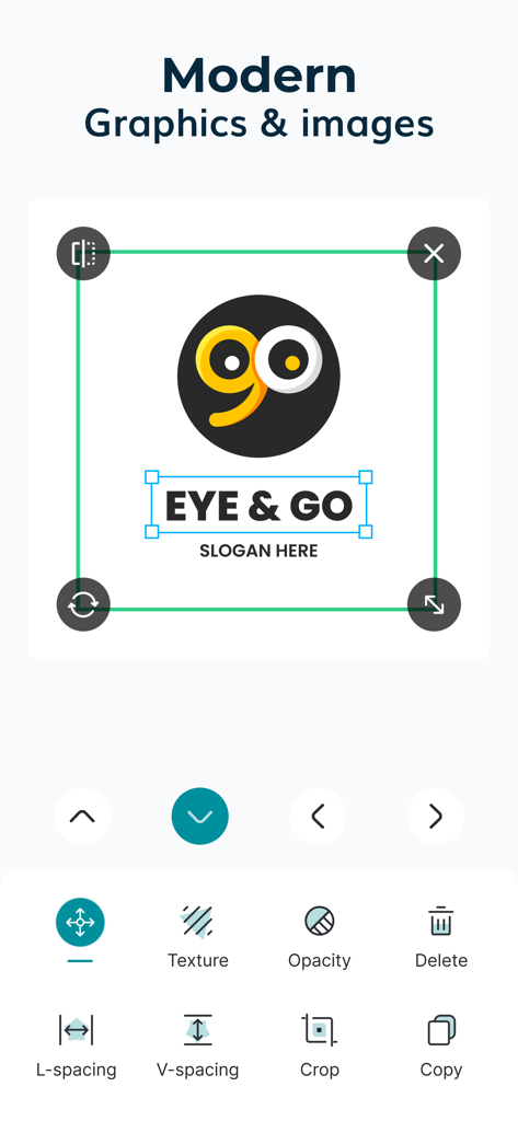 AI Digital Logo Design Maker - Interfaz de la app Creador de Logos Digitales con IA que muestra herramientas para editar un logo empresarial moderno.