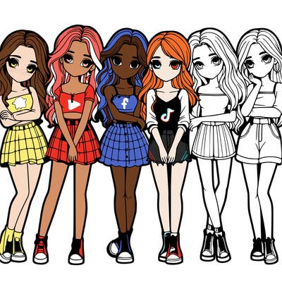 a group of girls realistic