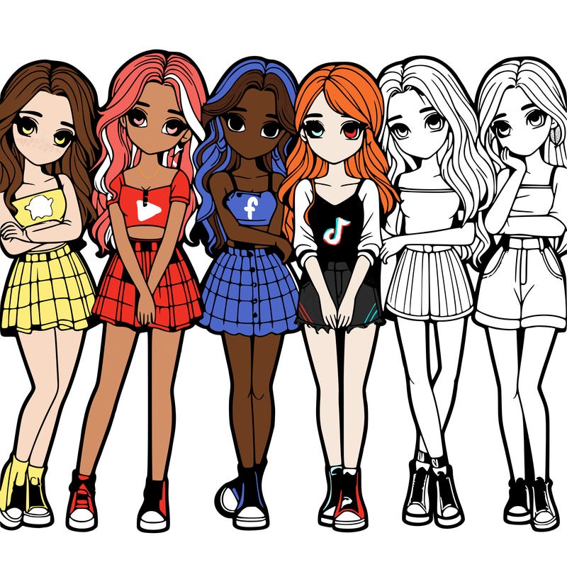 a group of girls realistic