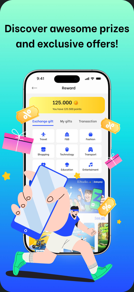 Wow Sport app reward page showing loyalty points and gift options
