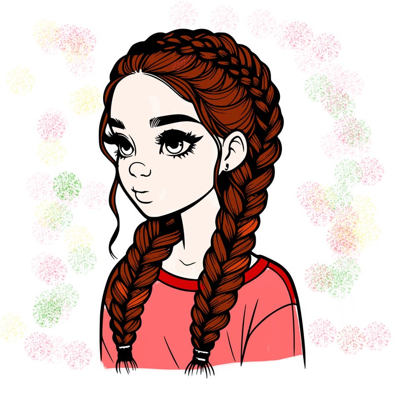 realistic girl with braids