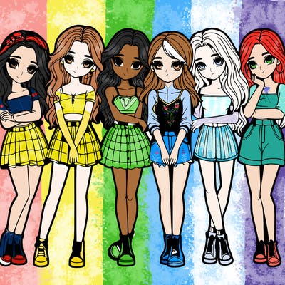 a group of girls realistic