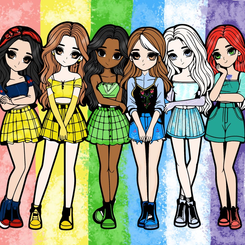 a group of girls realistic