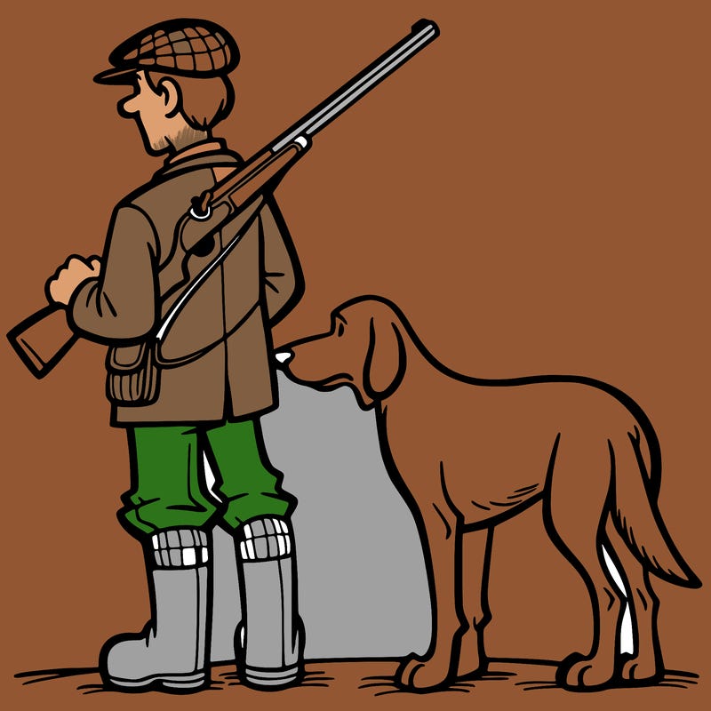 a hunter and his hind dog