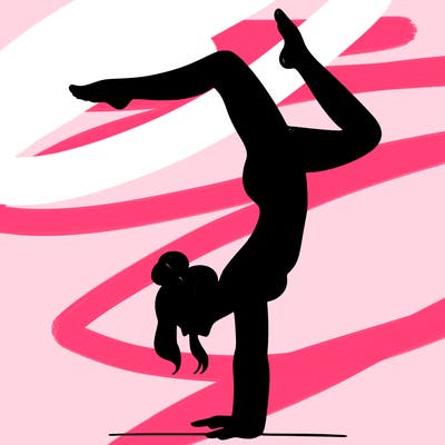 a woman doing a handstand