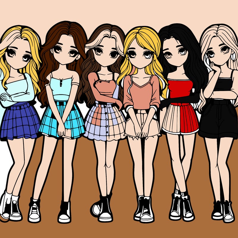 a group of girls realistic
