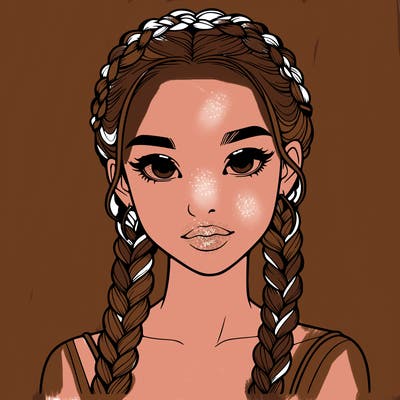 realistic girl with braids