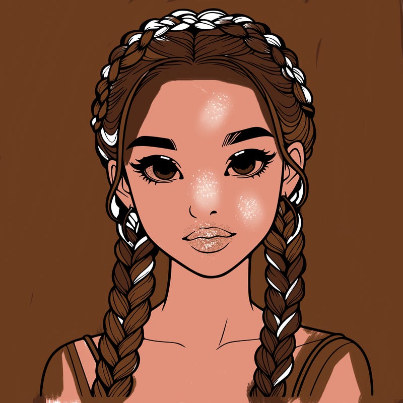 realistic girl with braids