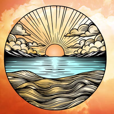 realistic sunset