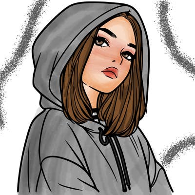 a realistic girl in a hoodie