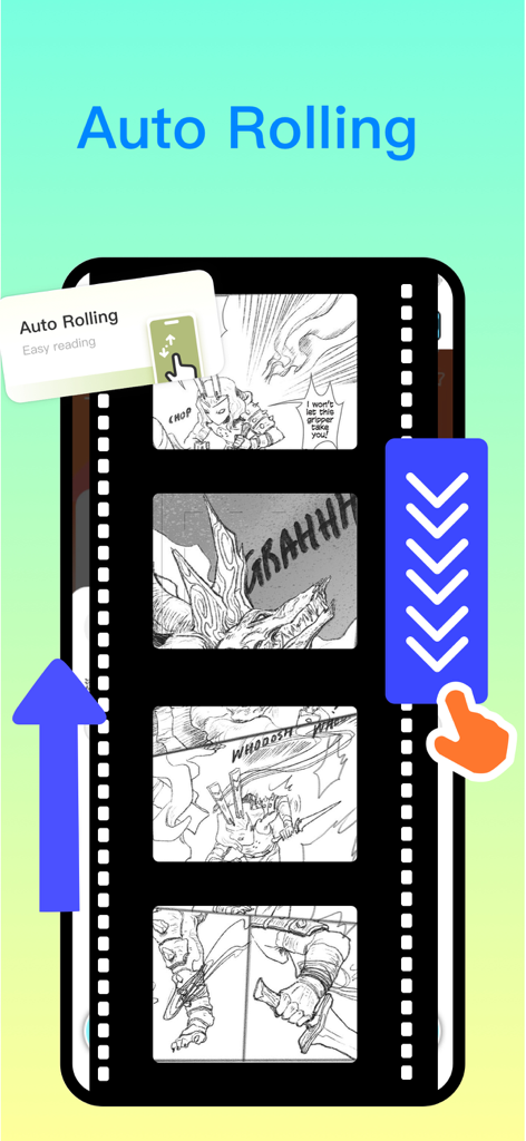 Auto Clicker - Automatic Click - ハンズフリー読書のための自動ローリング機能を表示するAuto Clickerアプリ。