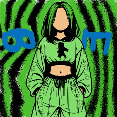 realistic girl faceless with baggy pants and a crop top