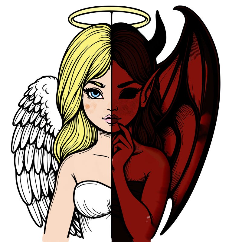 realistic angel half demon