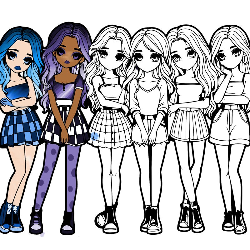 a group of girls realistic