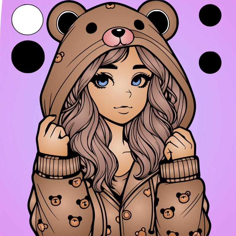 realistic girl in a animal pjs hoodie