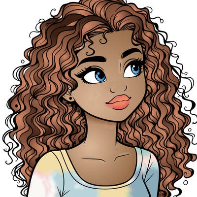 realistic girl with curly hair