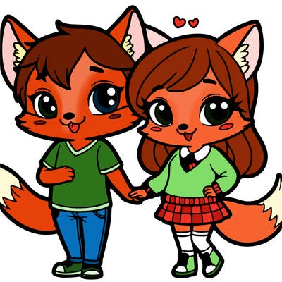 cartoon fox bf and fox gf